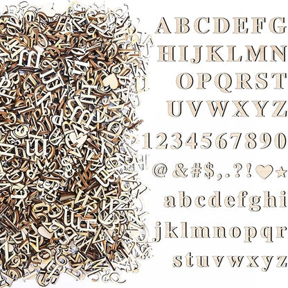 1440 Pcs Wooden Letters 1/2 Inch Small Wooden Alphabet Letters Numbers and Symbol for Craft, Unfinished Wooden Letters for Home Decor DIY Painting Crafts Spelling Homemade Education