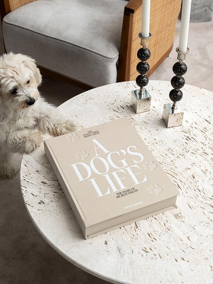 Printworks Dog Album – A Dog’s Life – Beige Cloth Memory Book with 30 Pages – Large Keepsake for 4x6 Photos with Writing Space – Expandable Pet Photo Album