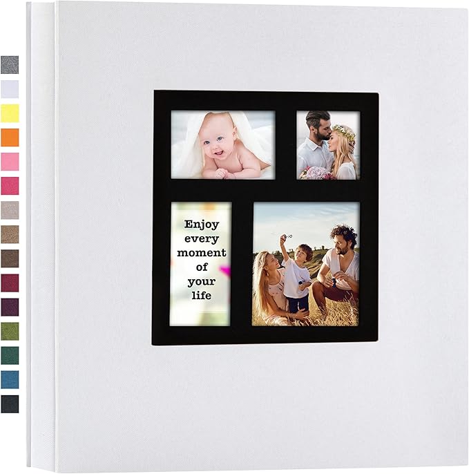 potricher Photo Album 4x6 600 Photos Linen Cover Large Capacity Picture Albums for Family Wedding Anniversary Baby Vacation (White)