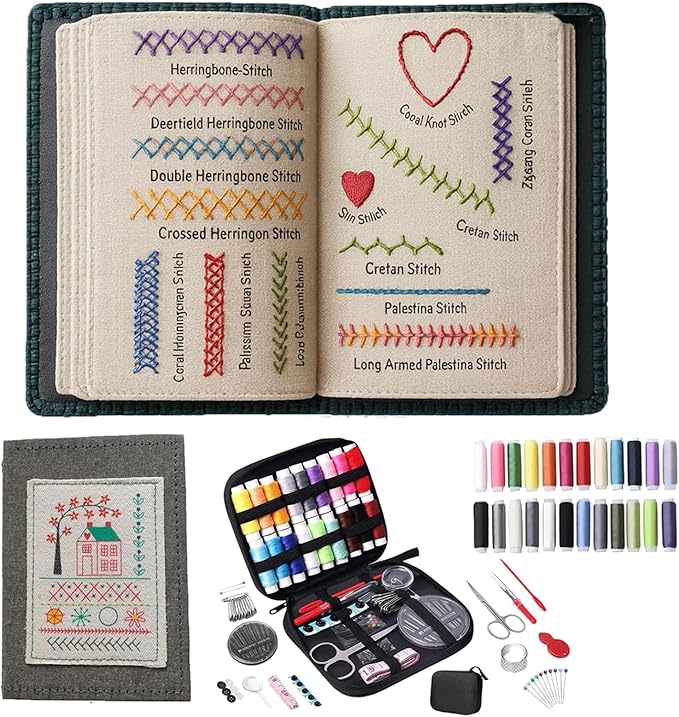 HCANPER Embroidery Stitch Book Kit, Embroidery Kit, Cross Stitch Kits, Stitch Book Embroiderys, Eedle Point Kits Adults Beginner,Ideal for Beginners,Enthusiasts,Handmade Gift (19 Embroidery)
