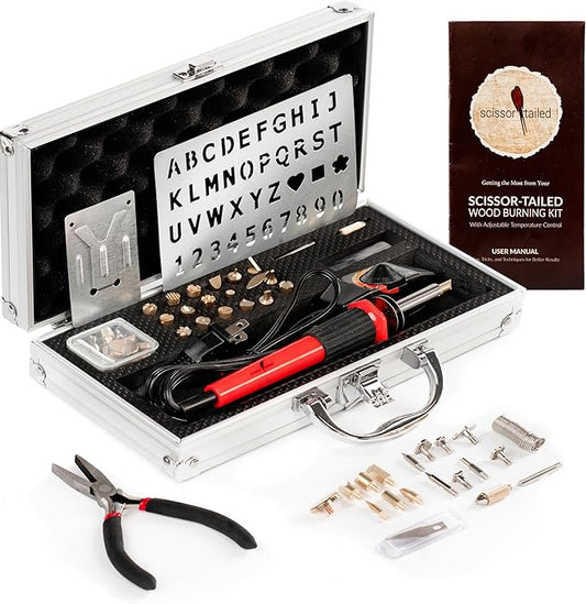 Scissor-Tailed Premium Wood Burning Kit 43PCS, Adjustable Temperature Pen with 36 Tips & Accessories, All in A Deluxe Storage Case - Complete Gift for an Effortlessly Mastering The Art of Pyrography