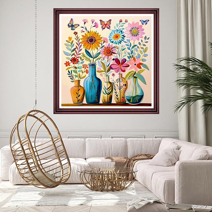 DMCCRAFT Stamped Cross Stitch Kits for Adults 11CT Printed Cross-Stitch Patterns Embroidery Kits Easy Cross Stitching Needlepoint Kits Crossstitch-Magic Flower Vase 18x18 inch