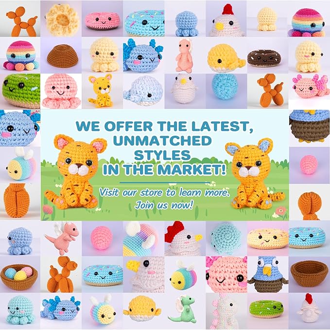 Crochet Kit for Beginners, Beginner Crochet Kit for Adults with Step-by-Step Video Tutorials, DIY Crochet Animal Kits Knitting Supplies, 2 Pack Leopard (40%+ Yarn)