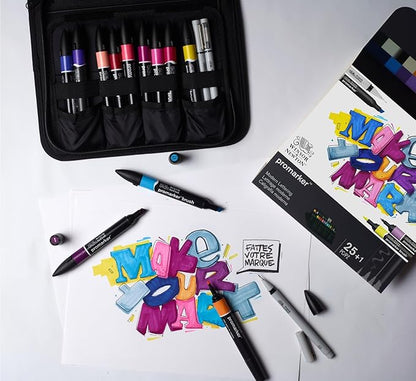 Winsor & Newton ProMarker Set, 25+1pcs. Wallet, Modern Lettering