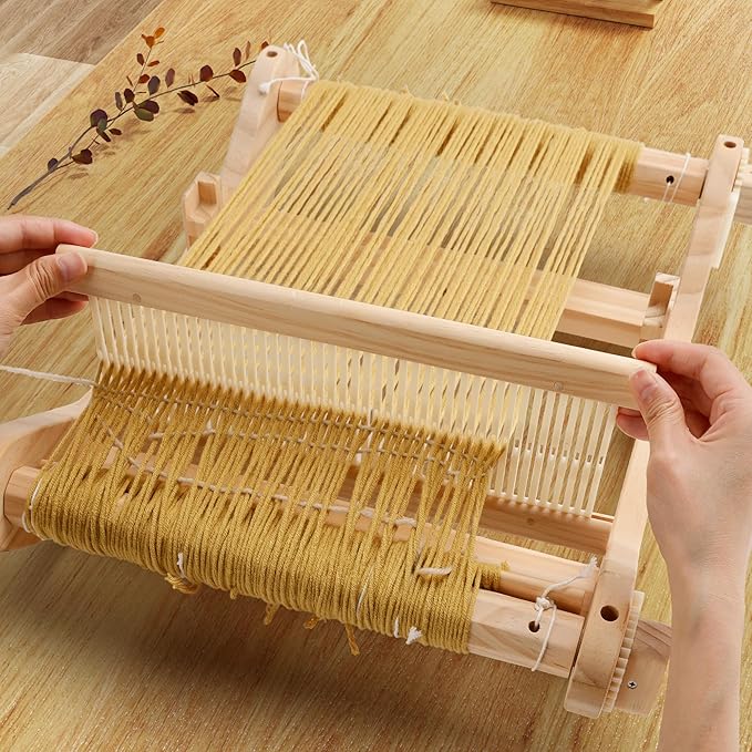 WILLOWDALE 12 Inches Rigid Heddle Loom, Weaving Loom Kit with Shed Stick, Wooden Multi-Craft Weaving Loom for Adults, Threads Warping Frame with Pegs and Yarn Stand, Frame Loom for Beginner
