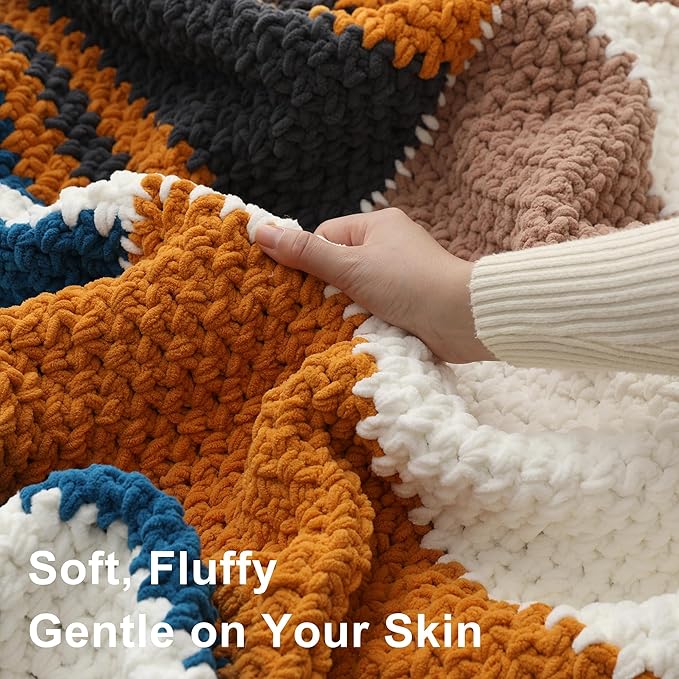 #6 Super Bulky Blanket Yarn for Crocheting - 4 Skeins(Each 10.5oz/300g, 220yds/201m), Chunky Chenille Thick Plush Big Soft Yarn for Crocheting Knitting Blankets, Sky Blue