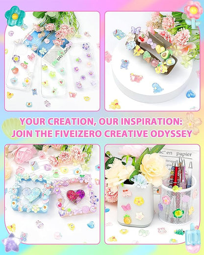 100PCS FIVEIZERO Cute Slime Charms Bulk Set – Kawaii Flatback Resin Charms for Crafts, Mini Decoden Acrylic Embellishments for Phone Junk Cases, Scrapbooking & DIY Decoration (Green)
