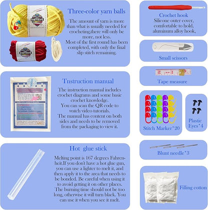 DIBYHIVE Crochet Kit for Beginners,Complete Video Tutorials,6Inches Chick Crochet Kit,Includes Explanations of Basic Crochet Stitches