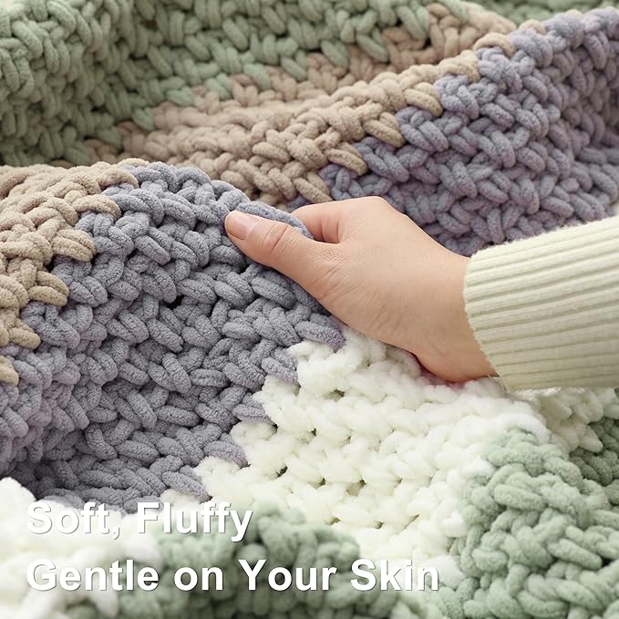 #6 Super Bulky Blanket Yarn for Crocheting - 4 Skeins(Each 10.5oz/300g, 220yds/201m), Chunky Chenille Thick Plush Big Soft Yarn for Crocheting Knitting Blankets, Country Blue