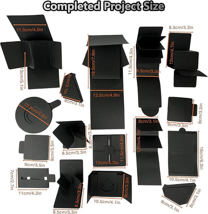 Ranxu 3D Scrapbook Kit for Photo Album, 16 Sets Handmade Scrapbook Album Materials, DIY Photo Album for Wedding, Baby, Family, Travel, Anniversary & Birthday Gift(Material Kit-Black)