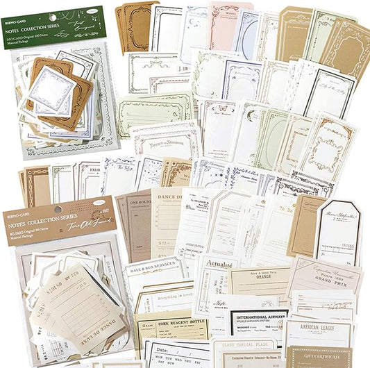 SIBLYMONA 200Pcs Vintage Memo Material Pack Memo Collection Series for Scrapbooking, Junk Journal Supplies DIY Art Crafts Bullet Journal Diary Album Planne (SetB)