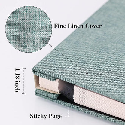 Vienrose Large Photo Album Self Adhesive for 4x6 8x10 10x12 Pictures Linen Scrapbook Album DIY 60 Blank Pages with A Metallic Pen