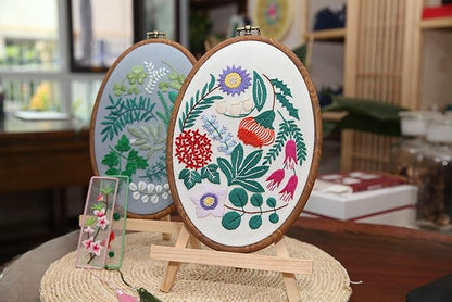 Maydear 4 Pack Embroidery Starter Kit with Pattern, Stamped Cross Stitch Kits for Beginners Adults with Embroidery Hoop and Instructions, Hand Embroidery Kit Cross Stitch Kits Stamped