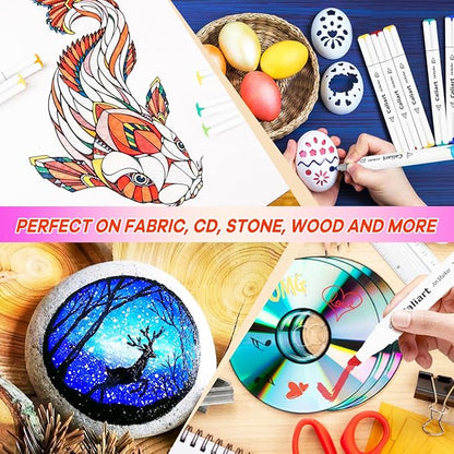 Caliart Alcohol Based Markers, 180 Colors Art Marker Set Fine & Chisel Dual Tip, Permanent Colored Pens for Adults Coloring Book Artists Illustration Sketch Drawing