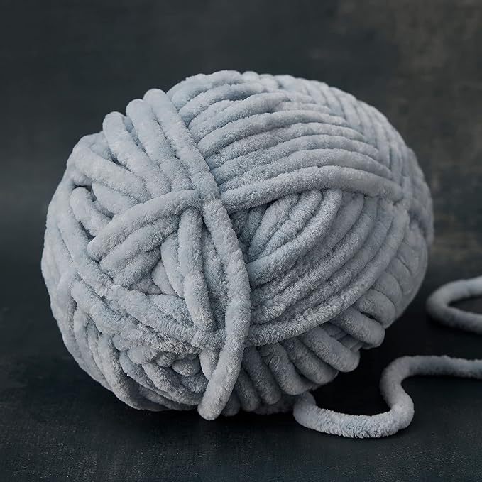 Loops & Threads Sweet Snuggles Yarn - Yarn for Knitting, Crochet, Weaving, and Arts & Crafts - Silver, Polyester, 8.8 oz