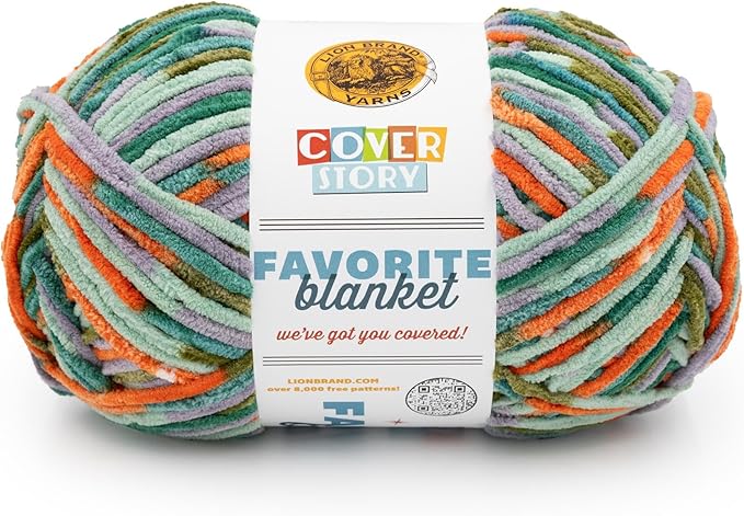 Lion Brand Yarn, Cover Story Favorite Blanket Yarn for Knitting and Crochet, 223 Yards, Snapping Turtle, 1 Pack