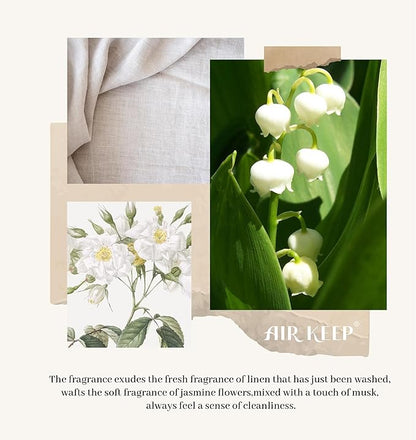Airkeep Flower Reed Diffusers Set, 5.07 oz Clean Aldehydes Musk Scented Oil Diffuser with 8 Reed Sticks, Home Fragrance Diffuser Gift Set for Bathroom & Office Decor 150ml
