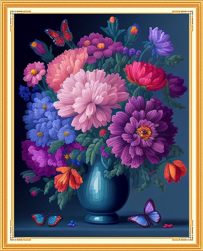 Findvoor Stamped Cross Stitch Kits for Beginners Full Range of Cross Stitching Embroidery Pattern for Adults, 11CT DIY Needlepoint Embroidery Starter Kits-Colorful Flowers 15.7x19.7 inch