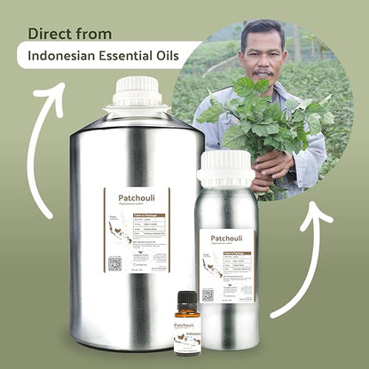 Nature Packaged Dark Patchouli Essential Oil - Direct from Java Indonesia Natural Repellent Aceite de Pachulí - Aromatherapy and Premium Therapeutic Grade - Ideal for Body & Candle-Making (8oz)