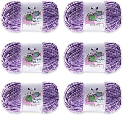 6 Skeins Velvet Chunky Yarn, Chenille for Crocheting and Hand Knitting, Blanket for Making Scarves and Knitting Projects - Amigurumi Crochet Yarns (6×3.5oz, 6×87.5yds)
