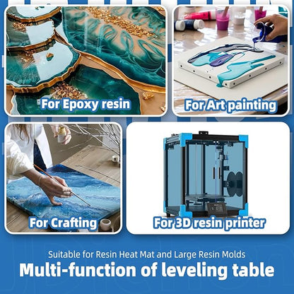 Extra Large Resin Leveling Table for Epoxy - 22.8''x 15'' Resin Leveling Board Nonstick Surface, Adjustable Height & Angle Feet, Multipurpose No Installation Required Board for Crafting & Art