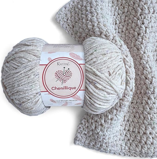 Chenillique Velvet Chenille Yarn for Crocheting, 4-Pack (856Yds / 400G), Free Patterns, Beginners Friendly - Soft Baby Yarn for Knitting Baby Blanket - #4 Medium Worsted Weight - Rose Flecks