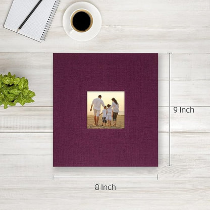 potricher Small Photo Album 4x6 200 Photos Linen Cover Picture Photo Book for Family Wedding Anniversary Baby Vacation (Purple,200 Pockets)