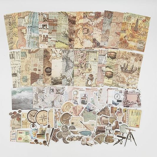 100 Pieces Vintage Scrapbook Supplies Ephemera Pack for Junk Journal Planners Scrapbooking Paper Stickers for Art Aesthetic Journaling Kit Collage Decoupage Album (Old Story)