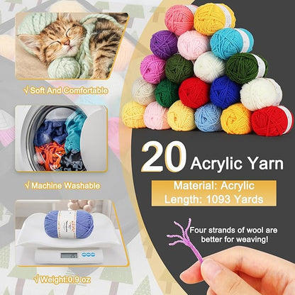 Crochet Yarn for Crocheting, Aeelike 1093 Yards Acrylic Yarn for Knitting,Full Crochet Kits for Beginners and Professionals, Aluminum Crochet Hooks, Instruction Book and Black Storage Bag