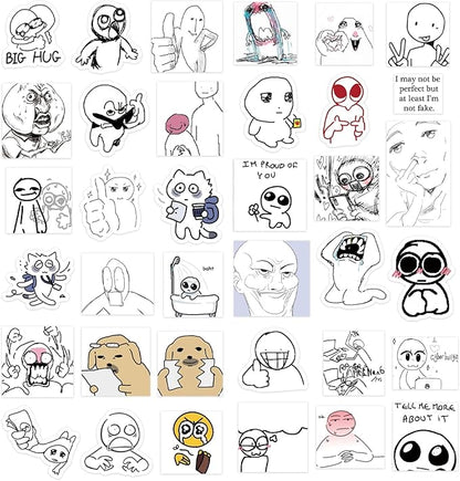 PRSTINCOL Meme Sticker Book, 30 Sheets 460+ Pcs, Black and White Funny Meme Stickers for Adults and Teens, Die Cut Vinyl Stickers for Journaling Scrapbooking DIY