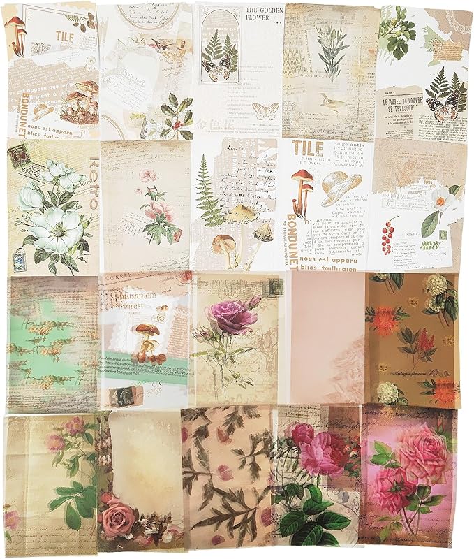 251PCS Vintage Scrapbook Supplies Pack, Scrapbooking Paper and Stickers Ephemera Bundle Junk Journal Kit for Art Aesthetic Journaling Collage Decoupage Craft (Mountain and Fields)