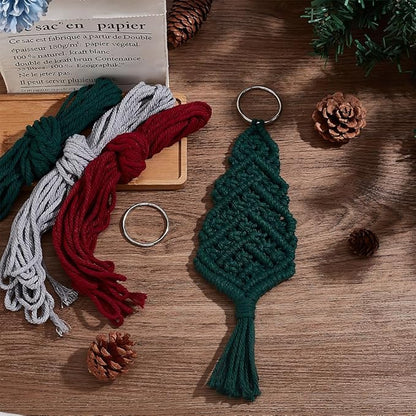 FREEBLOSS 4 Set Macrame Christmas Tree Kit With 4 Colors Cotton Cords, DIY Kit With Instruction, Ornaments for Christmas Tree Decor for Adults (DK-FB0005-24-US35)