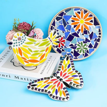 EDFLIFE Glazed Ceramic Tiles for Crafts Bucks, Iridescent Porcelain Mosaic Tiles for Crafts, 1.1LB Leaf Petal Tiles for Mosaic Making Kits Adult DIY Hobbies Children Handmade Home Decoration