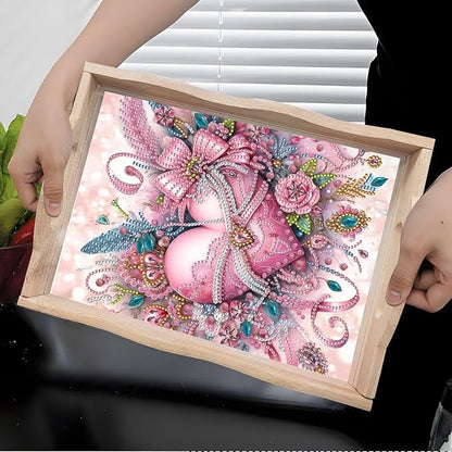 DIY Diamond Art Wooden Tray Kit, Food Tray with Handle Diamond Painted Table Decoration, for Breakfast, Bar, Dinner Table - #36-2PC