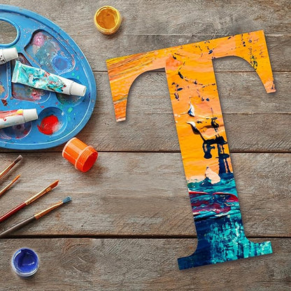 17 inch Large Wooden Letter T, Big Wood Letters for Wall Decor, Name Sign, Unfinished Blank Giant Wooden Alphabet Letters for Crafts, Baby Shower, Birthday Parties, Wedding, Christmas Decoration