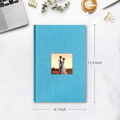 Mublalbum Photo Album 4x6 300 Photos Linen Cover with Memo Areas Photobook Pictures Book for Wedding Family Baby and Vacation (Blue)