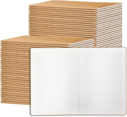 72 Pack Blank Kraft Notebooks, 8.3x5.5 Inches A5 Small Journals Bulk Blank Notebooks 80 Gsm Unlined with 60 Pages A5 Subject Notebooks Traveler Journal Set for Adult Students Back to School Supplies