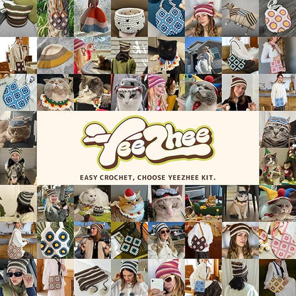 Yeezhee Crochet Kit for Beginners, Granny Square Starter Kit with Step-by-Step Video Tutorials, Knitting Kit for Adults & Teens Including Yarn, Crochet Hook, Heart