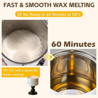 GKFF Wax Melter for Candle Making,15 L(25 lbs) Extra Large Electric Melting Pot for Soap,Lotion & Body Butter Making,with Temperature Control and Quick Pour Spout,Ideal for Home Candle & Craft Makers