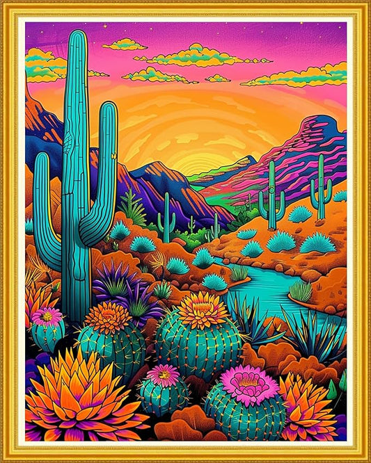 Magxvouy Cross Stitch Kits Stamped Full Range of Embroidery Kits,Cross Stitch Patterns Needlework Kits for Beginners 11CT Printed Kits&Succulent Plant Sunrise 16x20 inch