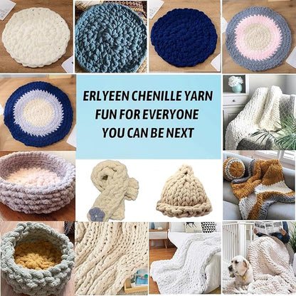 ERLYEEN Chenille Chunky Yarn Super Bulky Soft Thick Fluffy Jumbo Giant Washable Polyester Big Yarn DIY for Arm Knit Blanket Cushion Bed Sofa Home Decor,Turmeric,2.2LB