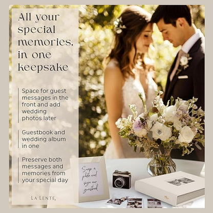 Premium Scrapbook Album with Window and Writing Space – 60 Pages holds 200 Photos of Different Sizes – Wedding, Baby, Travel & Family Memories – 11.4" x 8.6" - Oat