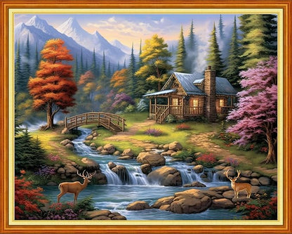 Dooxvey Cross Stitch Kits for Adults Stamped Full Range of Embroidery Starter Kits for Beginners 11CT Printed Cross Stitch Patterns Needlepoint Kits Stamped Crossstitching-Forest Scenery 16x20 inch