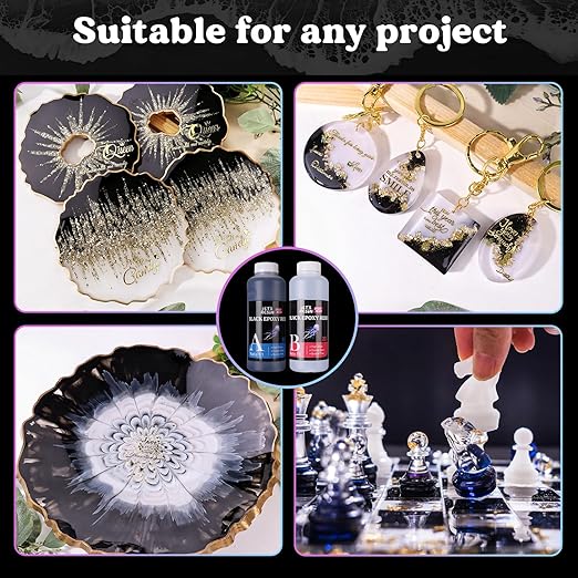 LET'S RESIN EPOXY RESIN Black Resin Epoxy,44OZ Bubble Free & High-Gloss Epoxy Kit,Self Leveling and Hardener for Art Crafts,Jewelry Making,Resin Molds