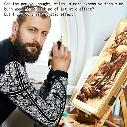 FIRElood LH30-1 wood burning tool,wood burning kit pen 25~750℃,professional wood burning kit,with digital thermometer temperature adjustable temperature,1 wood burning pens, 30 pen tips(LH30-1A pen)