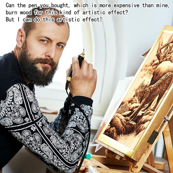 FIRElood LH55-3-3 Wood Burner kit Wood Burning Tool Pen 200~750℃, Wood Burning kit with Digital Thermometer Temperature Adjustable Temperature 3 pyrographic Wood Burning pens 37 Wood Burning Pen Tips