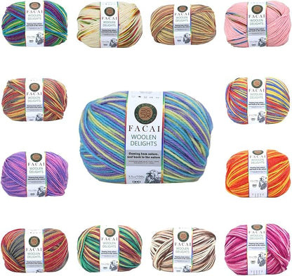 Facai Blend Merino Wool Yarn for Knitting - Worsted Weight,197yds (3.5oz) Ball, Ideal for Sweaters, Scarves, and Accessories (1, Sea Spray Flower)