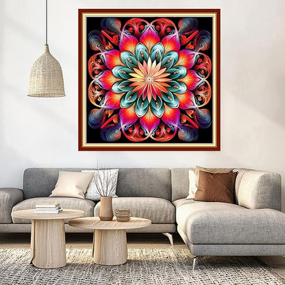 DMCVIVR Stamped Cross Stitch Kits for Beginners Adults Needlepoint Kits for Beginners Embroidery Kits for Adults Crossstitch Kit for Beginners 11CT-Mandala Flower 18x18 inch