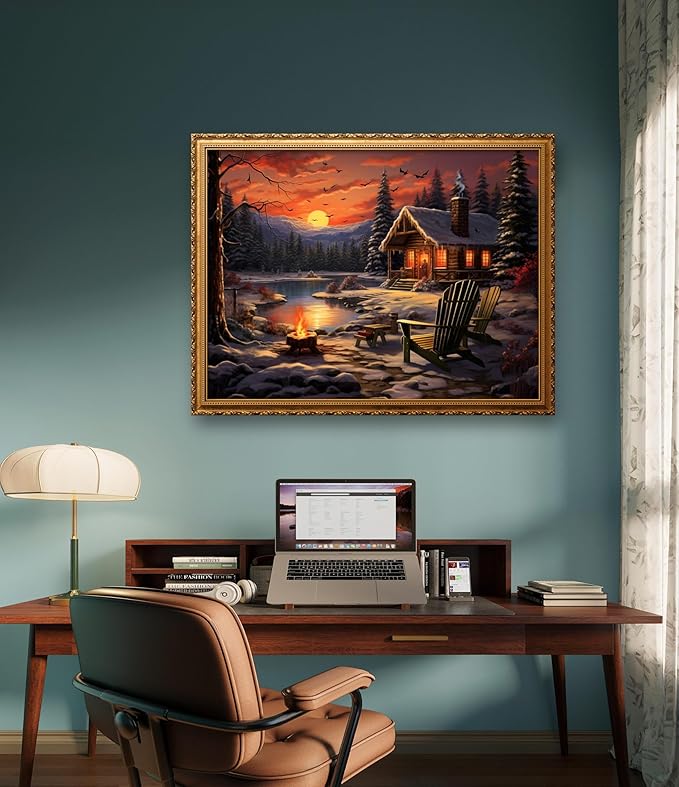 Leczany Cross Stitch Stamped Kit for Beginner - The Beautiful Scenery of Dusk | DIY Embroidery Starter Patterns Craft Kit Needlepoint for Adults | 11CT, 3 Strands | 16.9x13 inches