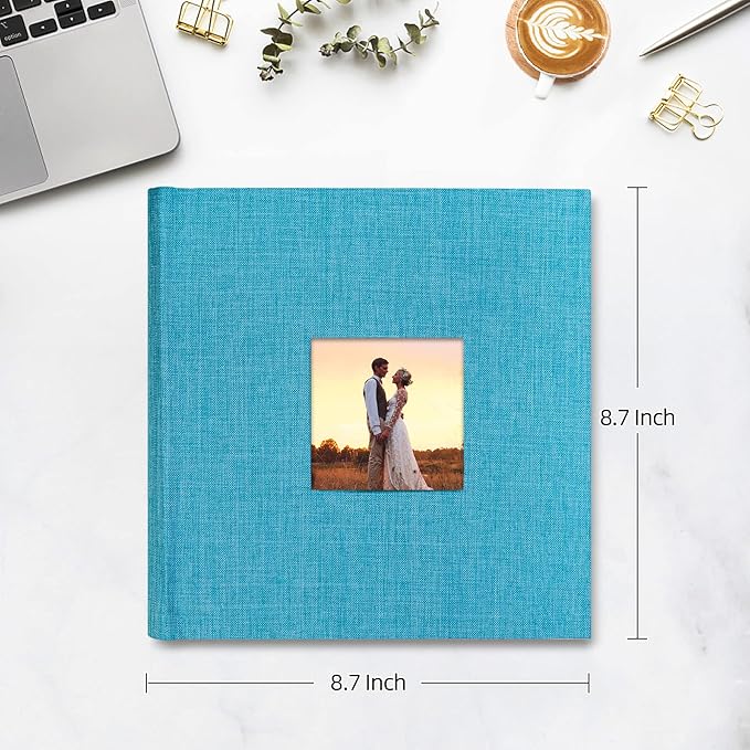 Mublalbum Photo Album 4x6 200 Photos Linen Cover with Memo Areas Photobook Pictures Book for Wedding Family Baby and Vacation (Blue)